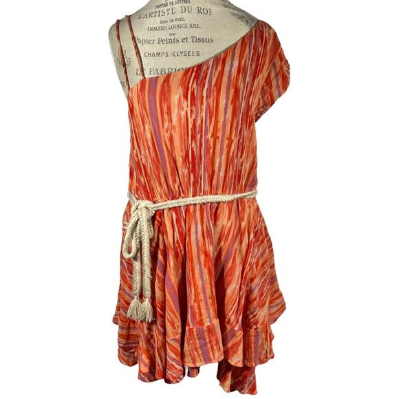 Free People Heart Shaped Face Mini Dress In Orange Combo Women’s Size Large - Picture 4 of 11